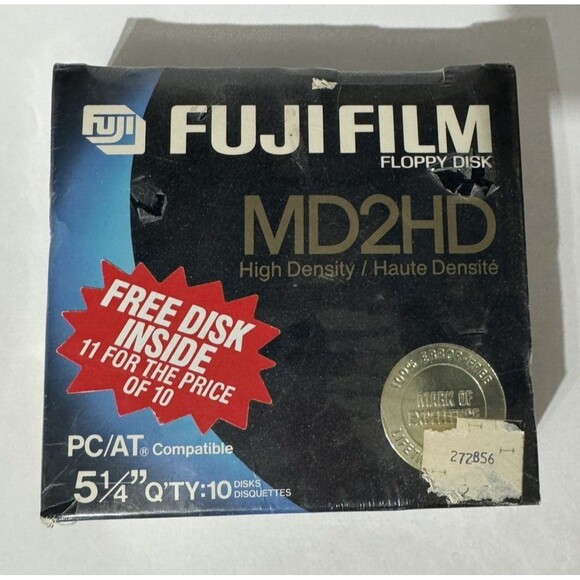 NEW/Sealed Fuji Film 5 1/4"5.25" Floppy Disk MD2HD 10-Pack‎ - Picture 1 of 3